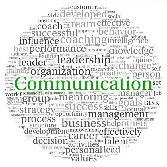 Communication concept in word tag cloud